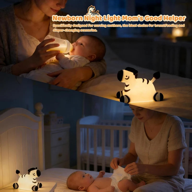 Zebra Silicone Night Light – Cute LED Animal Lamp for Kids’ Bedroom, Nursery & Home Decor