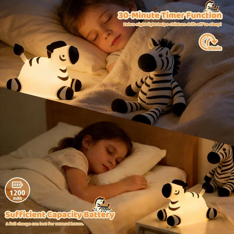 Zebra Silicone Night Light – Cute LED Animal Lamp for Kids’ Bedroom, Nursery & Home Decor