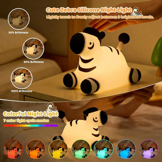 Zebra Silicone Night Light – Cute LED Animal Lamp for Kids’ Bedroom, Nursery & Home Decor