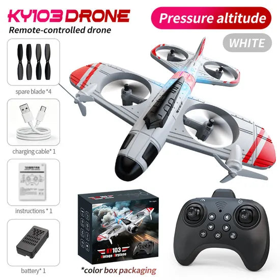 KY103 Vintage Airplane RC Drone – Remote Control Flying Aircraft Toy