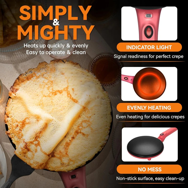 Electric Crepe Maker – Non-Stick Crepe Pancake Cooking Machine for Home & Kitchen