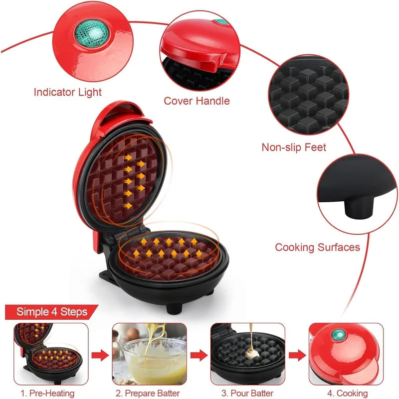 Mini Electric Waffle Maker – Compact Waffle Cooking Machine for Home & Kitchen