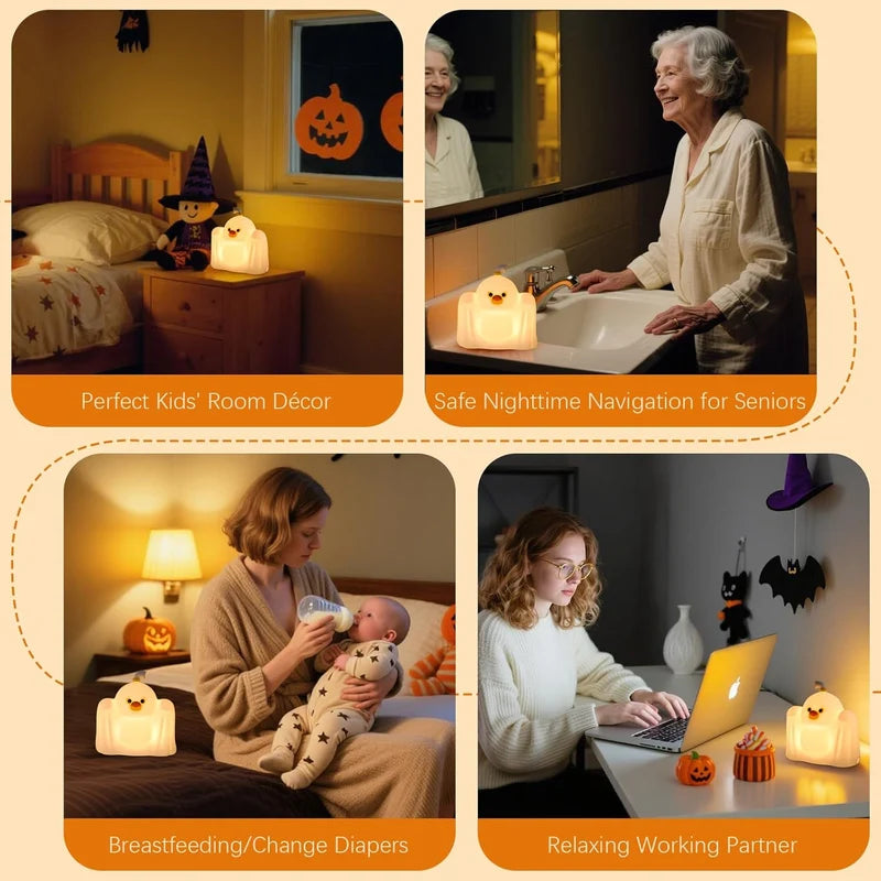 Ghost Duck Night Light – Cute Silicone LED Lamp for Kids’ Bedroom, Nursery & Home Decor