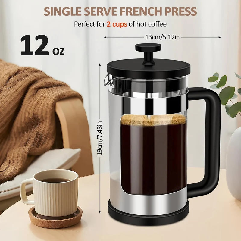 Hetai French Press Coffee Maker – Glass Coffee Plunger for Rich, Fresh Brewed Coffee at Home & Office