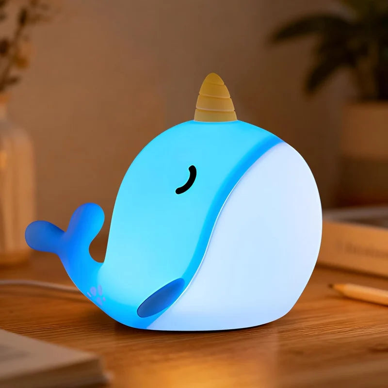 Narwhal Silicone Night Light – Cute LED Night Lamp for Kids’ Bedroom, Nursery & Home Decor