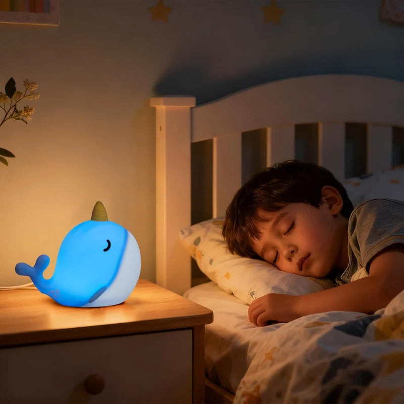 Narwhal Silicone Night Light – Cute LED Night Lamp for Kids’ Bedroom, Nursery & Home Decor
